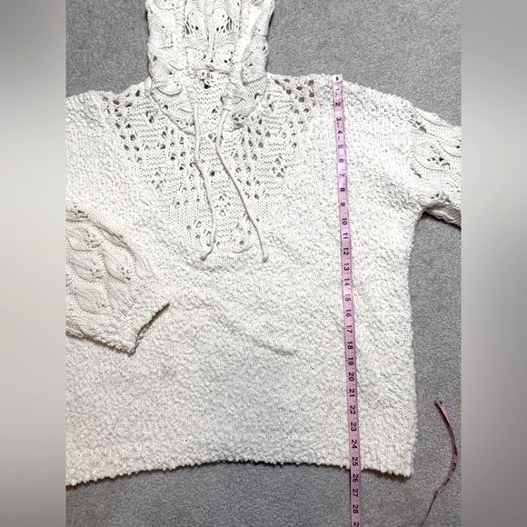 POL Boho Crochet Knit Hooded Pullover Popcorn Sweater Women Oversized Small - Picture 10 of 10